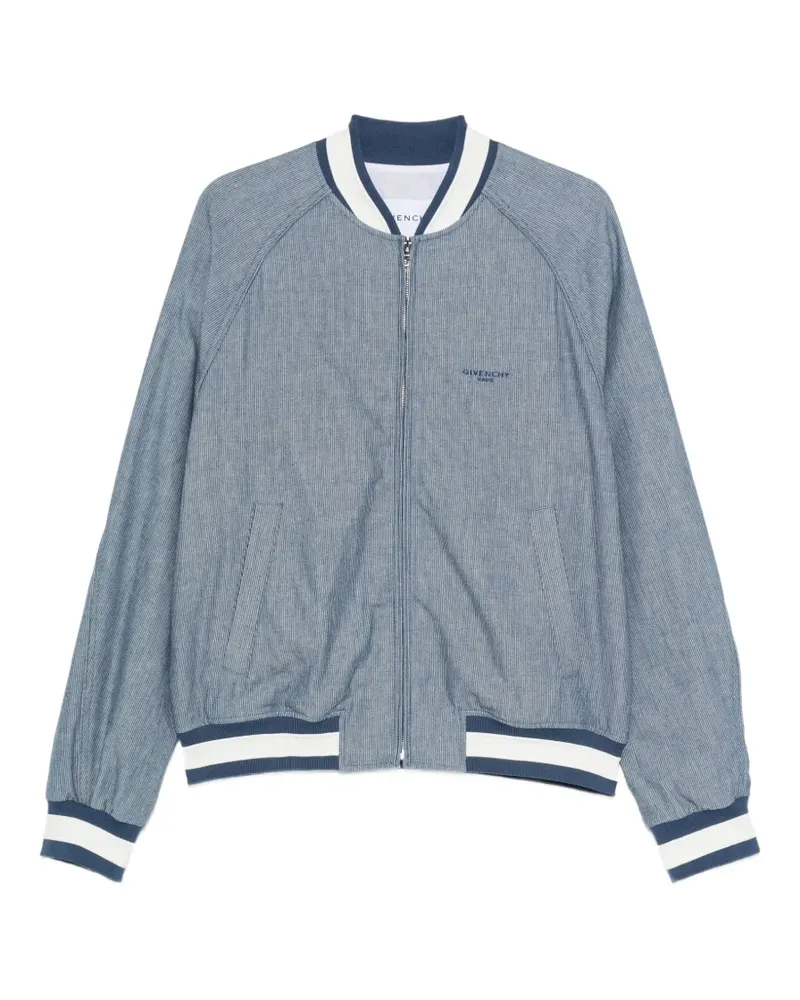 Givenchy logo-embroidered striped-pattern jacket - Blau Blau