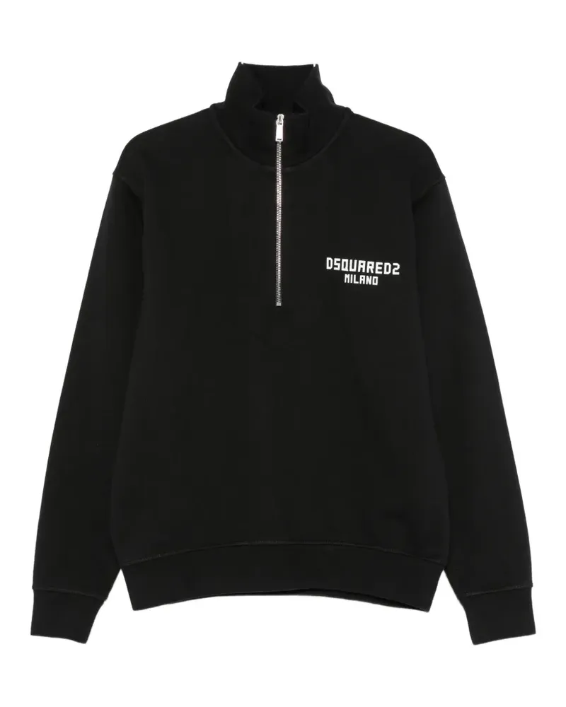 Dsquared2 logo-print half-zip sweatshirt - Schwarz Schwarz