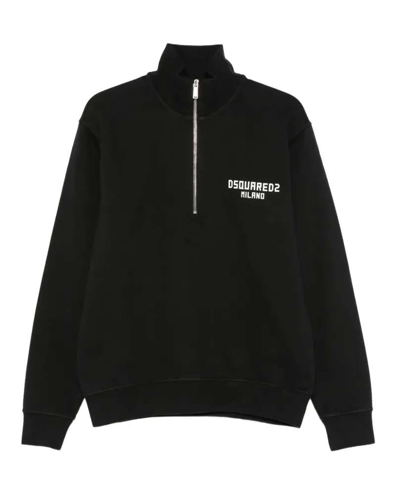 Dsquared2 logo-print half-zip sweatshirt - Schwarz Schwarz