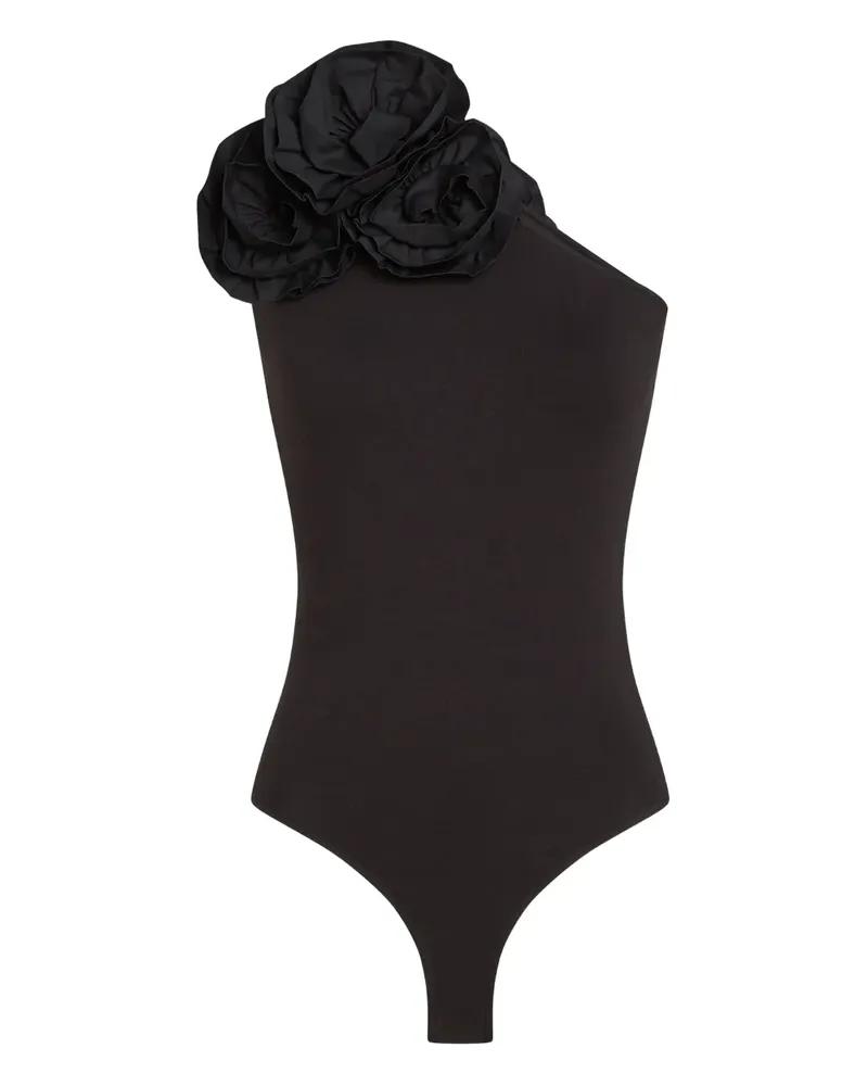 Karl Lagerfeld Flower One-Shoulder-Body - Schwarz Schwarz