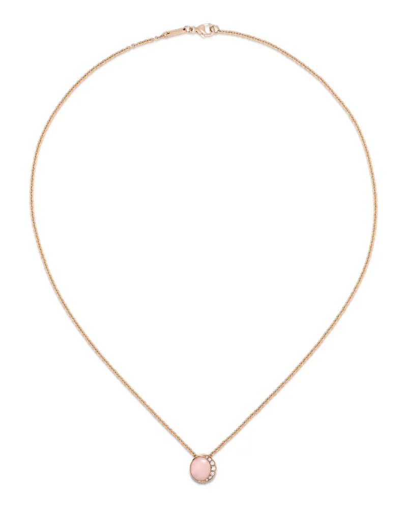 David Morris 18kt Rotgoldhalskette mit Opel und Diamant - Rosa Rosa
