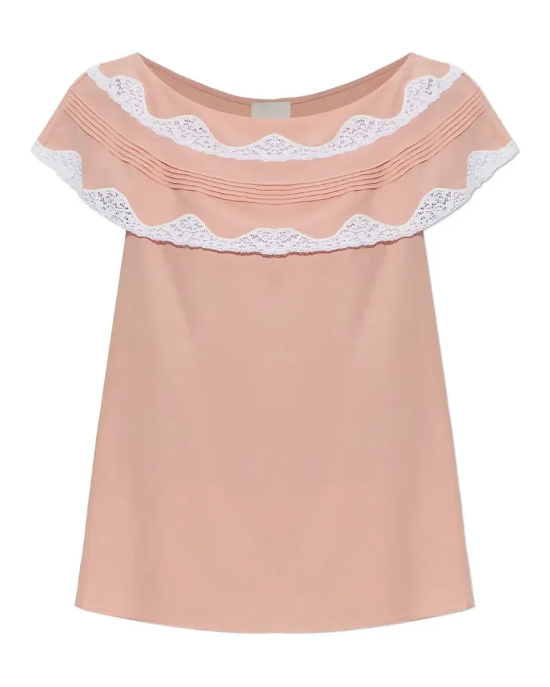 Posse Tabitha Bluse mit Spitzenbesatz - Rosa Rosa