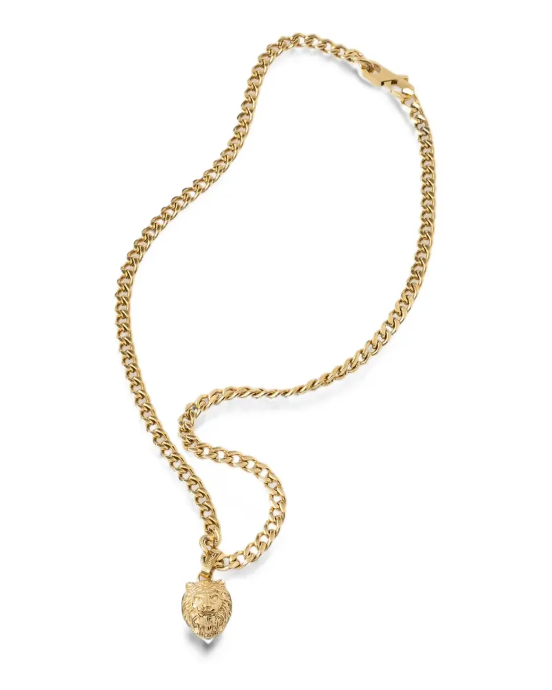 Guess lion-pendant curb-link necklace - Gold Gold