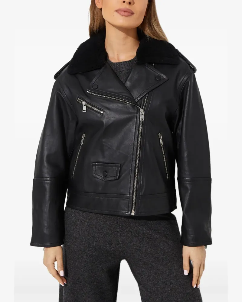 Yves Salomon zip-up leather jacket - Schwarz Schwarz