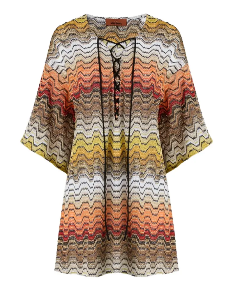 Missoni short caftan in viscose lamé - Orange Orange