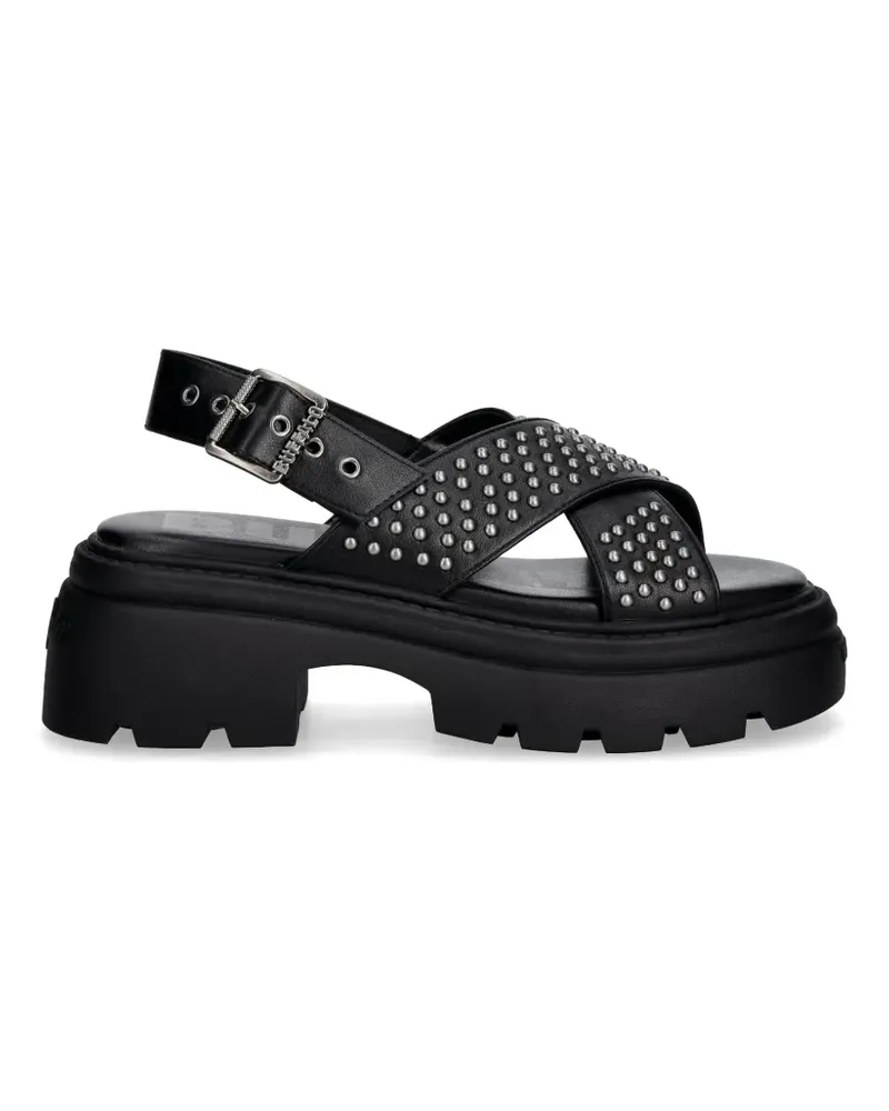 Buffalo Vega Cross Plateau-Sandalen mit Nieten - Schwarz Schwarz