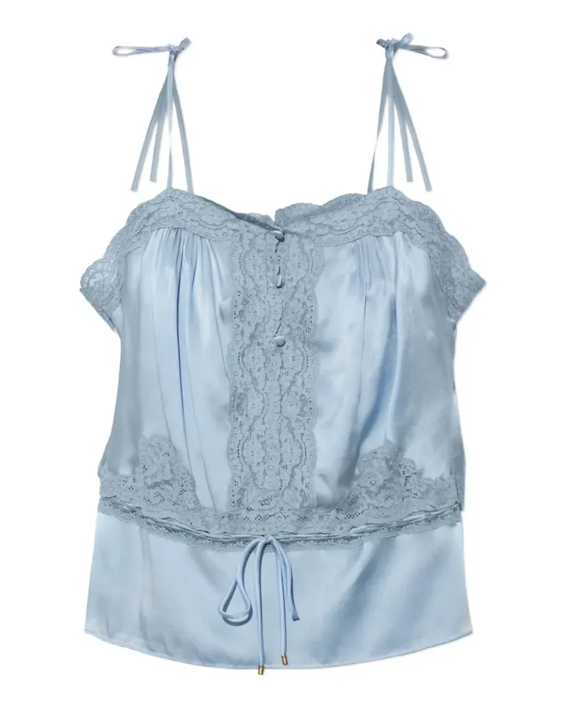 Chloé Camisole-Top aus ausgewaschenem Seidensatin und Spitze - Blau Blau