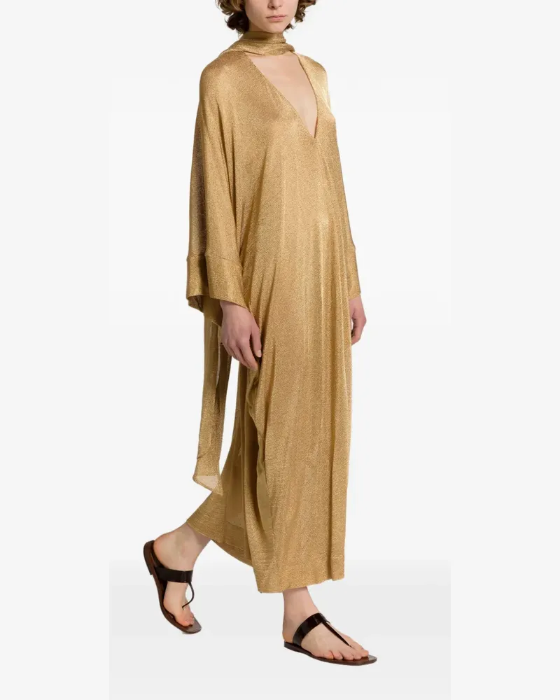 Alberta Ferretti Maxikleid mit V-Ausschnitt - Gold Gold