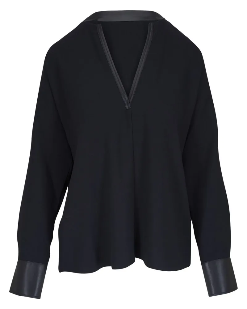 Vince Bluse mit Satinbesatz - Schwarz Schwarz