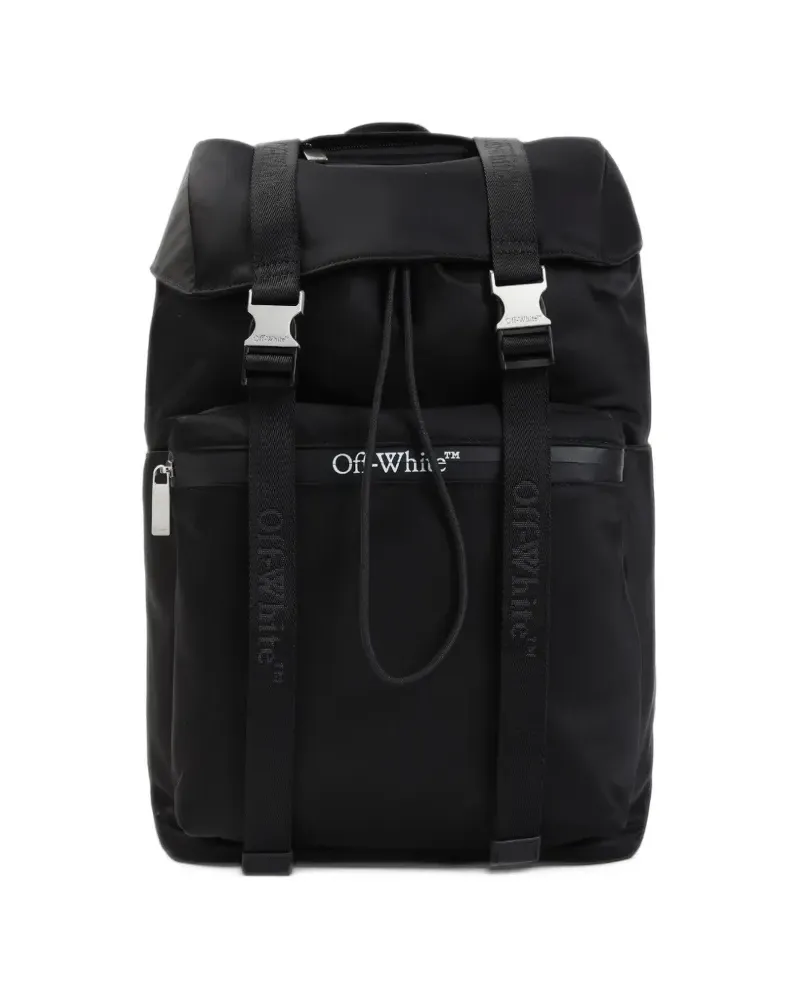 OFF-WHITE logo-print buckle-fastening backpack - Schwarz Schwarz