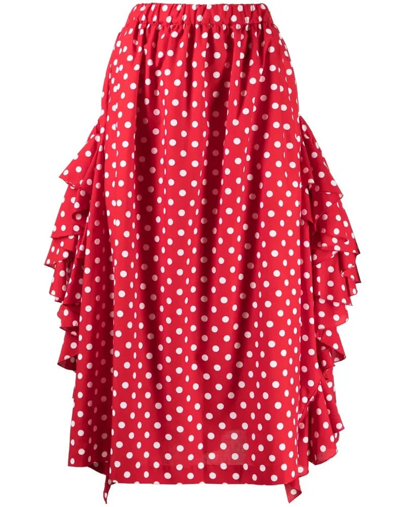 Comme des Garçons Gerüschtes Kleid mit Polka Dots - Rot Rot