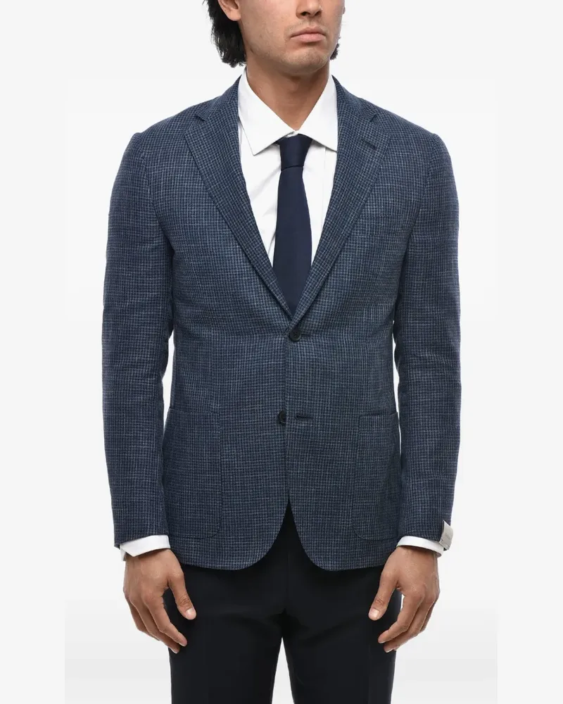 Corneliani houndstooth single-breasted blazer - Blau Blau