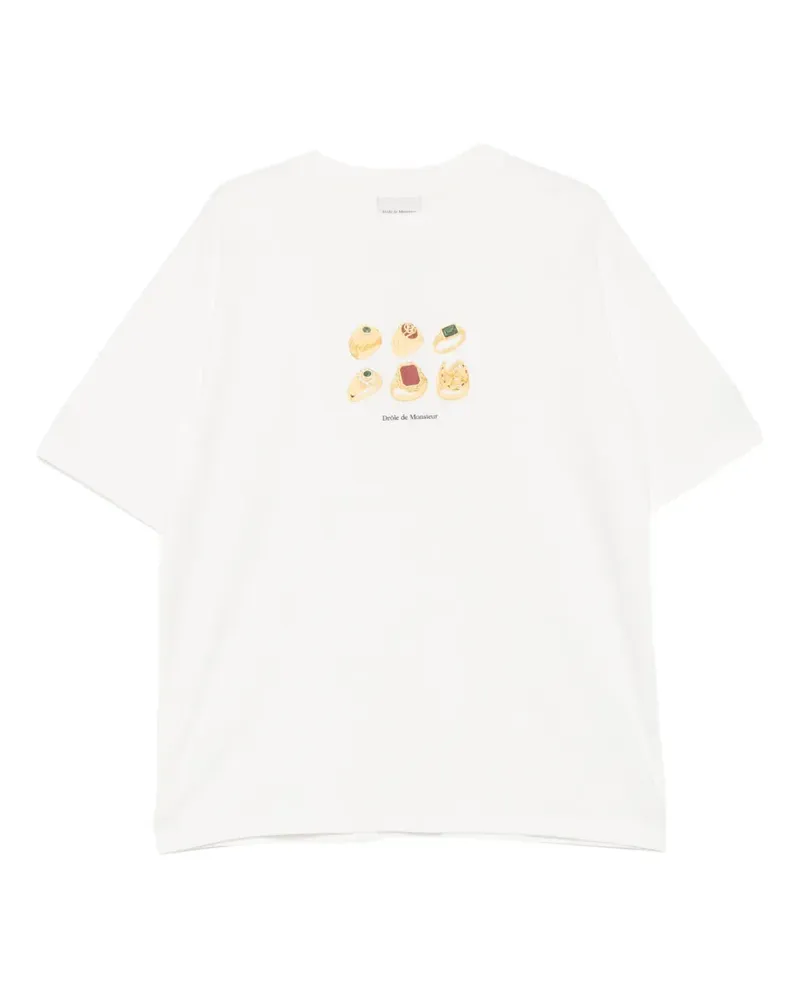 Drôle de Monsieur T-Shirt mit grafischem Print - Weiß Weiß