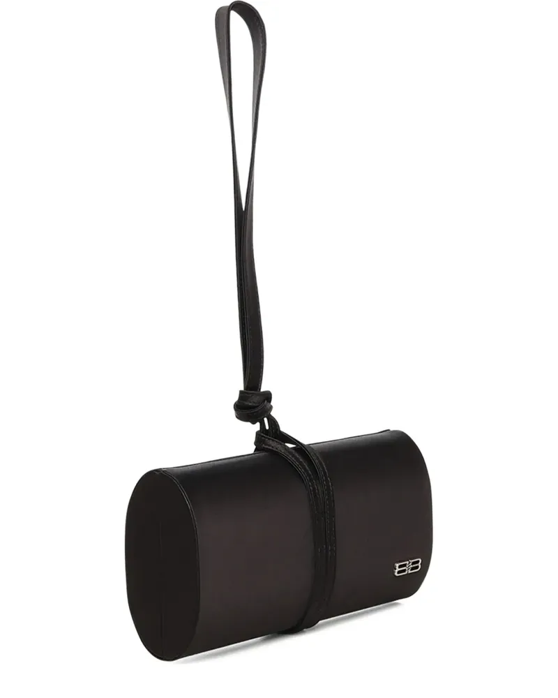 Balenciaga BB Clutch aus Satin - Schwarz Schwarz