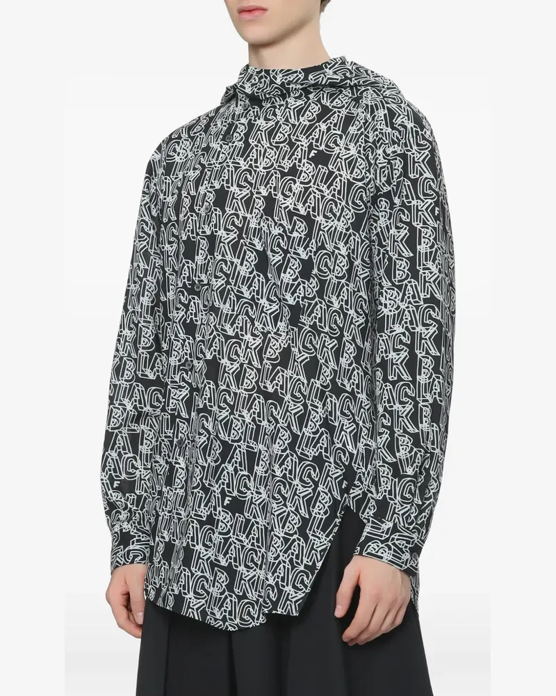 Comme des Garçons logo-print hooded shirt - Schwarz Schwarz