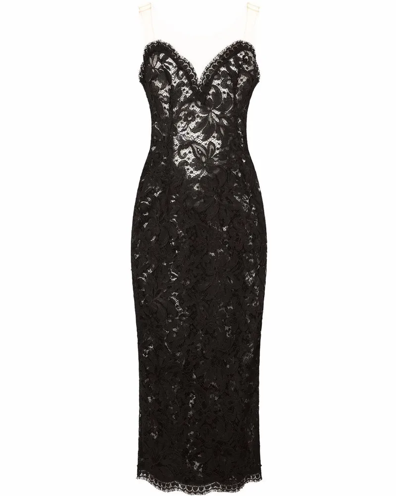 Dolce & Gabbana Ärmelloses Midikleid aus Tüll - Schwarz Schwarz