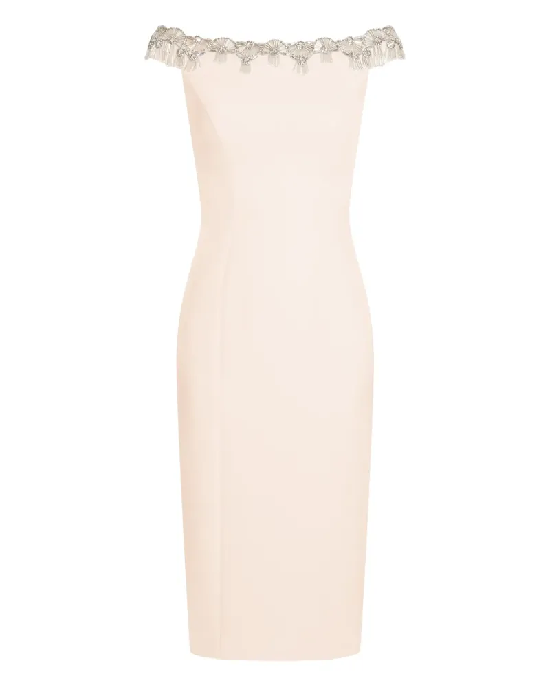 Jenny Packham Valorie beaded off-shoulder midi dress - Nude Nude