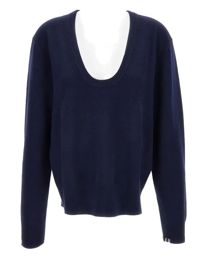 extreme cashmere Gerippter Pullover mit tiefem Ausschnitt - Blau Blau