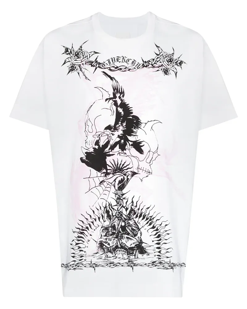 Givenchy T-Shirt mit Gotik-Print - Weiß Weiß