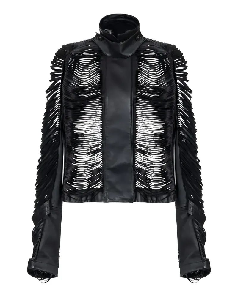 Elisabetta Franchi fringed leather jacket - Schwarz Schwarz