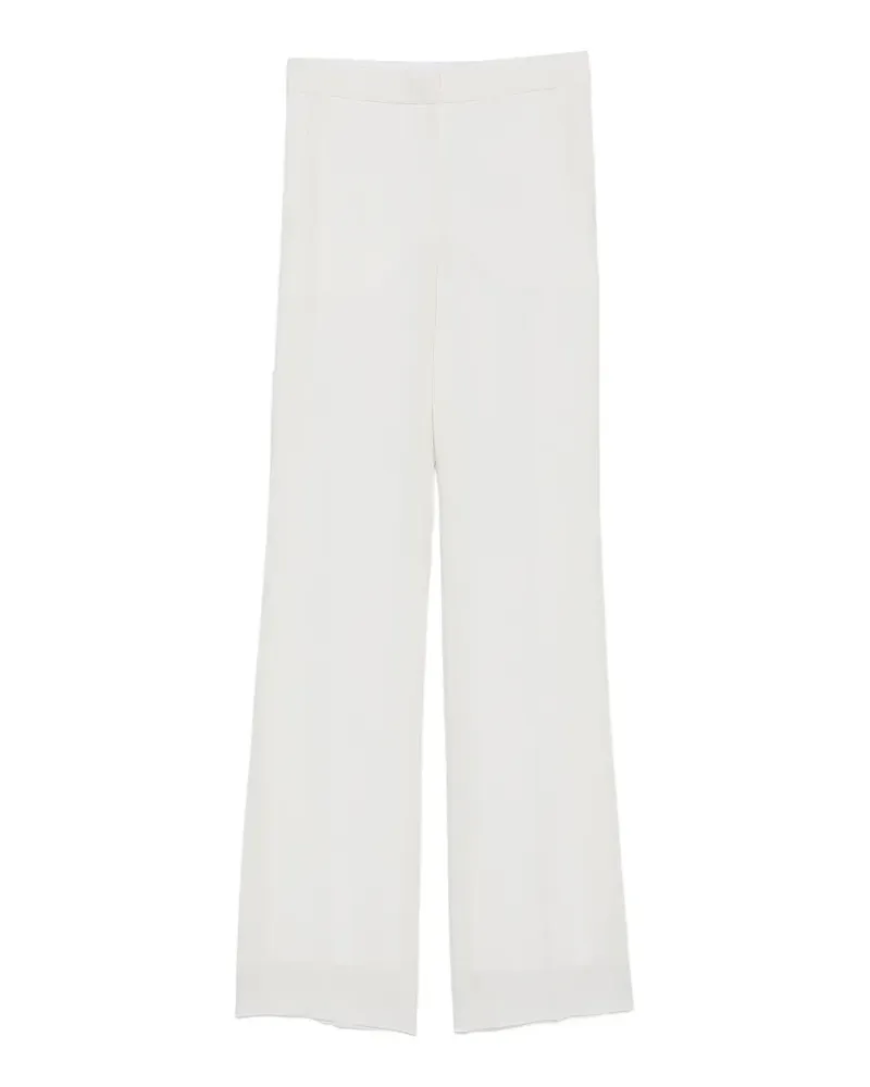 Max Mara MXESteppa Bundfaltenhose mit Satinbesatz - Weiß Weiß