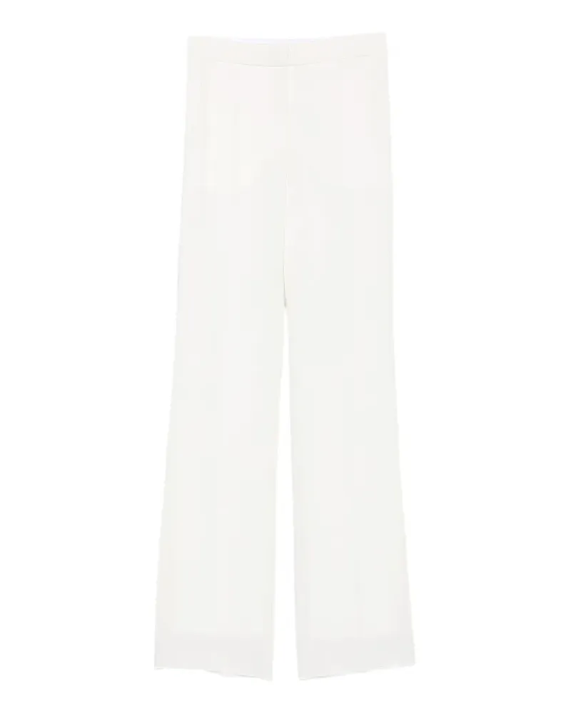 Max Mara MXESteppa Bundfaltenhose mit Satinbesatz - Weiß Weiß