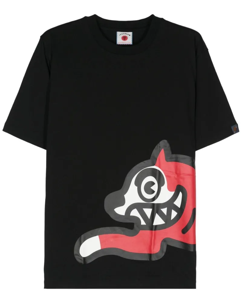 ICECREAM T-Shirt mit Running Dog-Print - Schwarz Schwarz