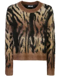 Just Cavalli Gebürsteter Pullover mit Tiger-Print Braun