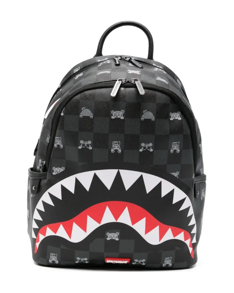 Sprayground Karierter Shark Mouth Rucksack - Grau Grau