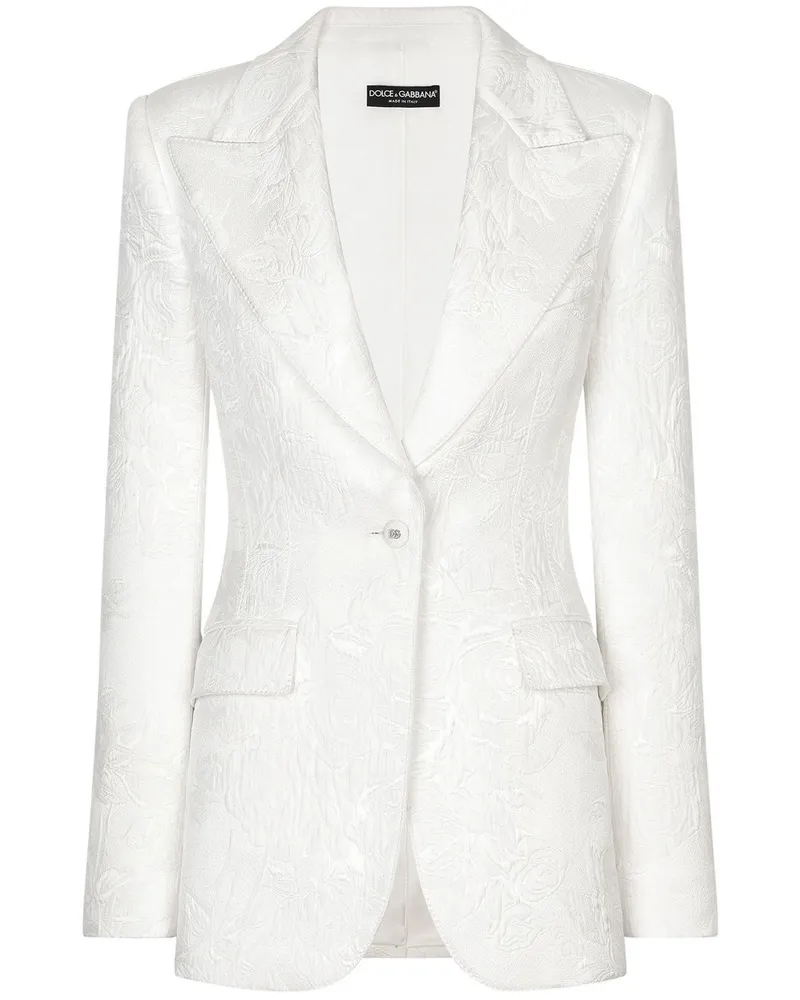 Dolce & Gabbana Turlington Blazer aus floralem Brokat - Weiß Weiß