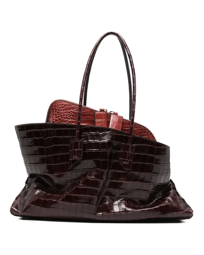 ATTICO medium La Passeggiata crocodile-effect tote bag - Rot Rot