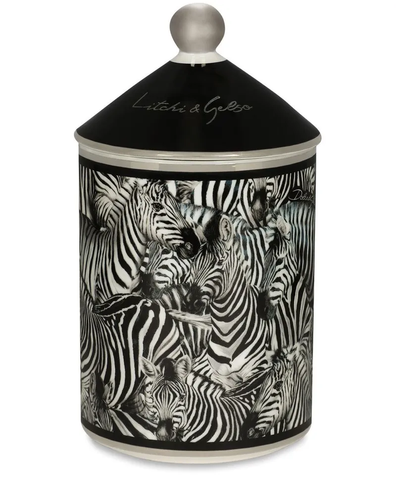 Dolce & Gabbana Duftkerze mit Zebra-Print 340g - Schwarz Schwarz