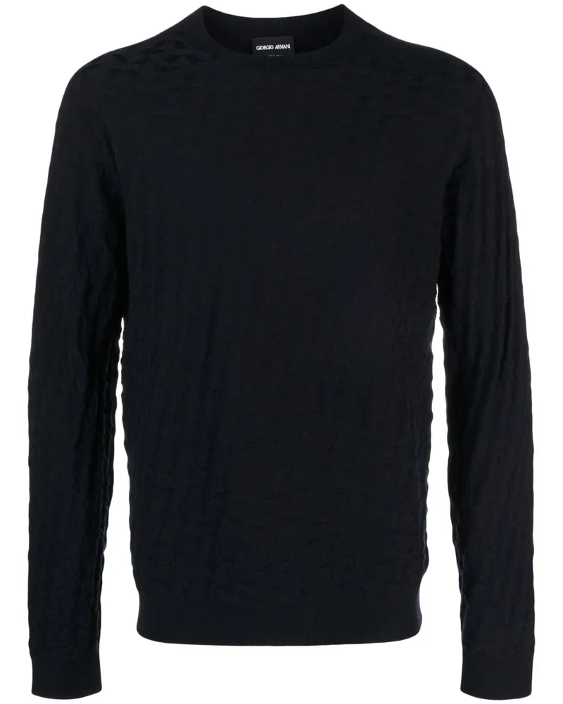 Giorgio Armani Strickpullover mit Rundhalsausschnitt - Blau Blau
