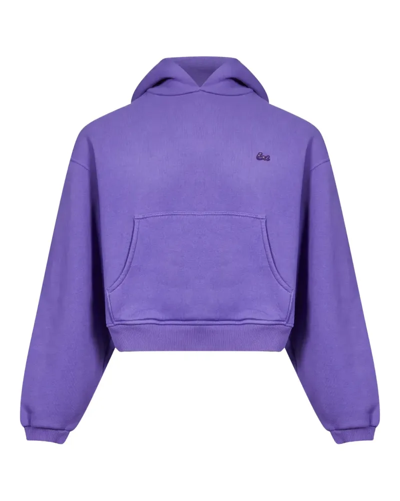 ERL logo-embroidered cropped hoodie - Violett Violett