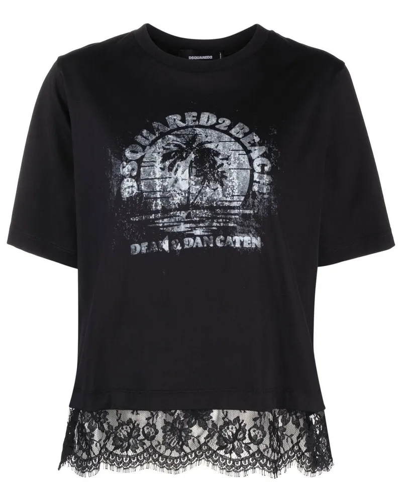 Dsquared2 T-Shirt mit Logo-Print Schwarz