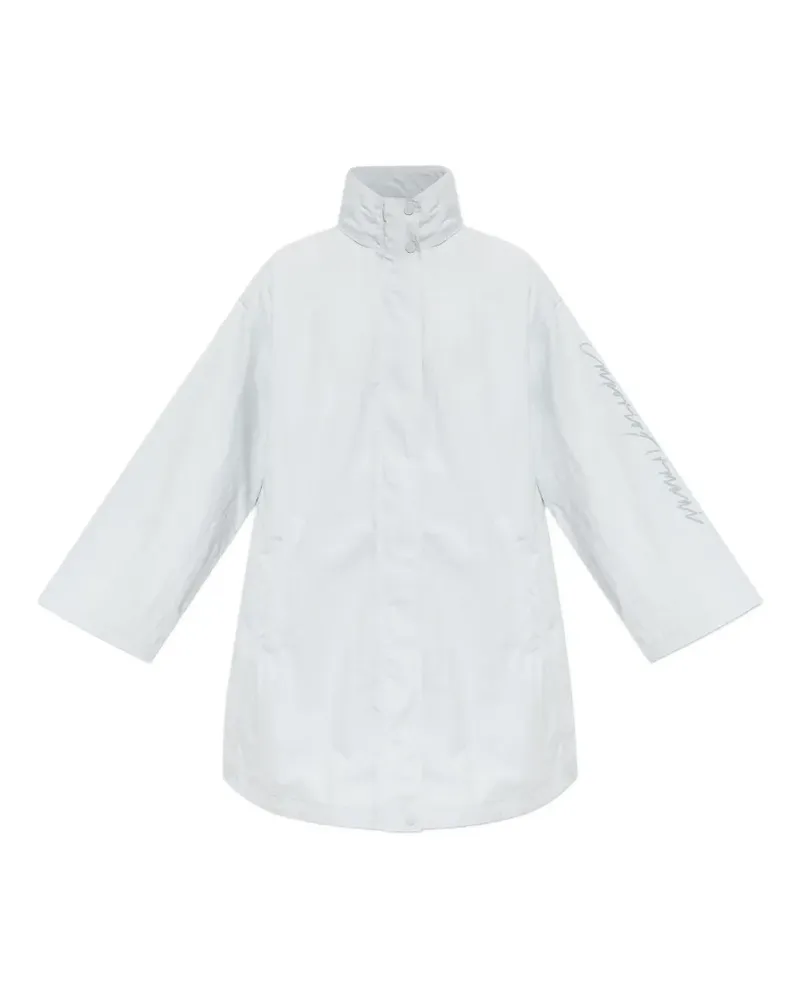 Emporio Armani logo-print high-neck coat - Blau Blau