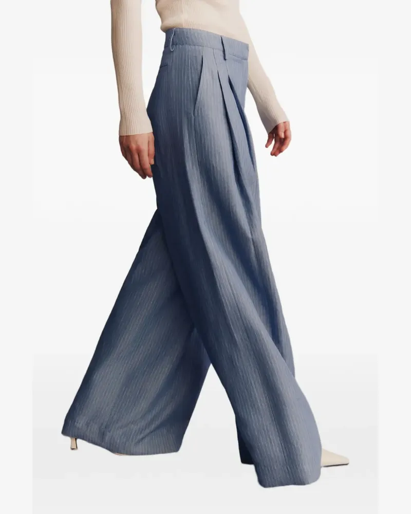 TWP pinstripe pleated-detail trousers - Blau Blau