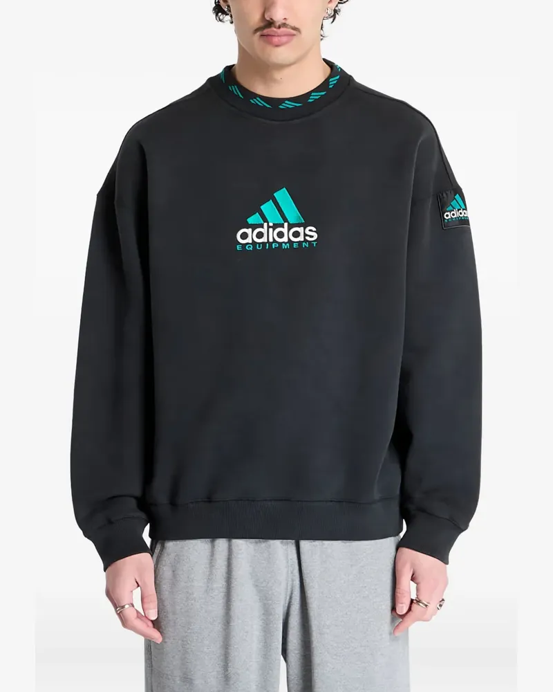 adidas logo-detail crew-neck sweatshirt - Schwarz Schwarz