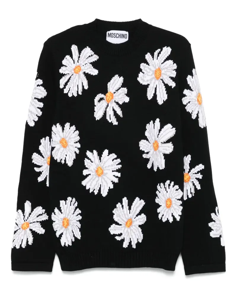 Moschino Pullover aus Sonnenblumen-Jacquard - Schwarz Schwarz
