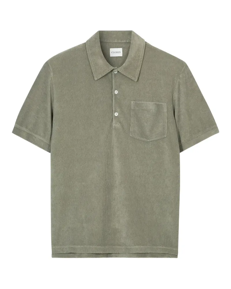 Closed towelling patch-pocket T-shirt - Grün Grün