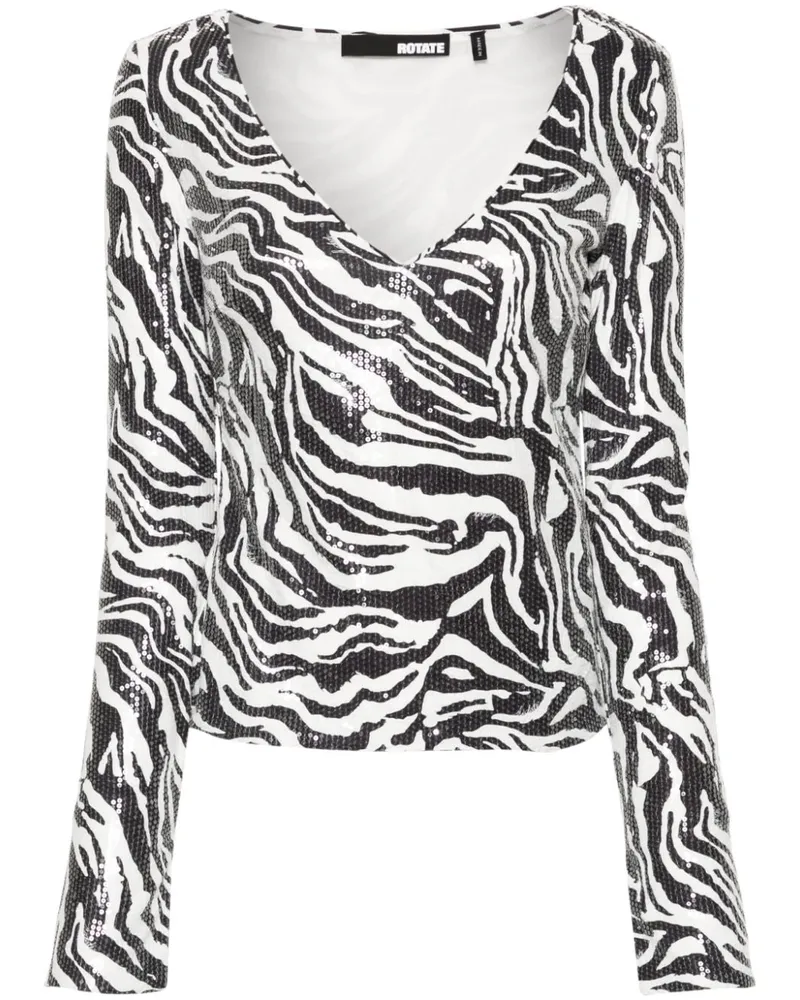ROTATE Birger Christensen Oberteil mit Zebra-Print - Weiß Weiß