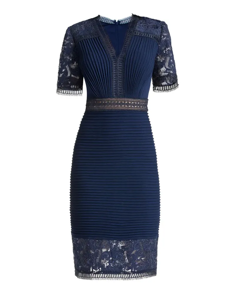 Tadashi Shoji Brone lace-panelled pintuck midi dress - Blau Blau