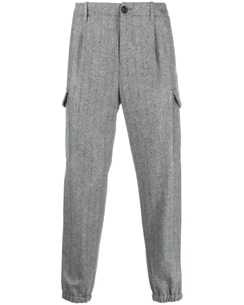 Brunello Cucinelli Gestrickte Hose mit Zickzackmuster - Grau Grau
