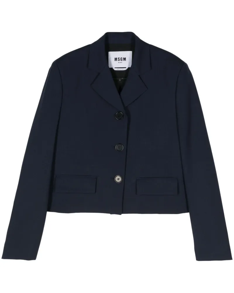 MSGM Cropped-Jacke mit Rundhalsausschnitt - Blau Blau