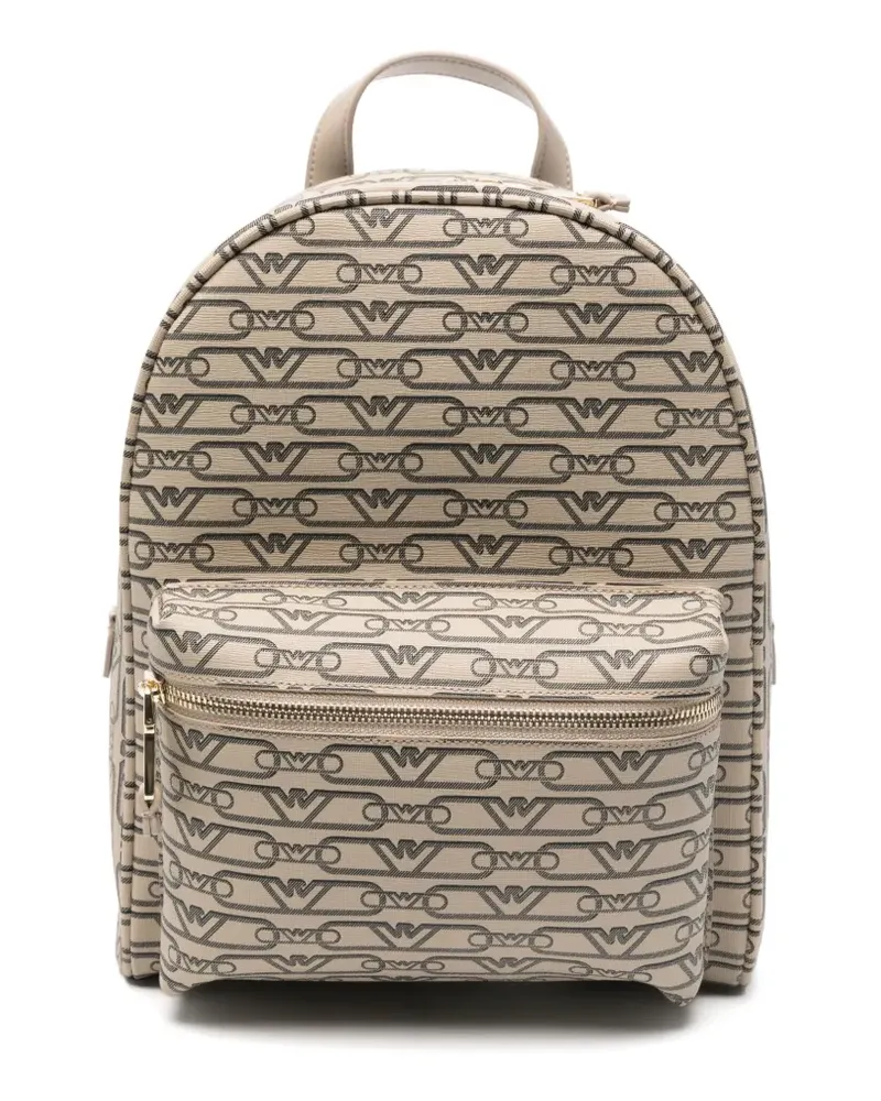 Emporio Armani Mini-Rucksack mit Monogramm-Print - Nude Nude