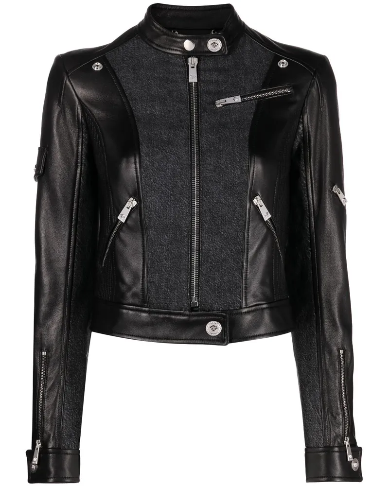 Versace Zweifarbige Bikerjacke - Schwarz Schwarz