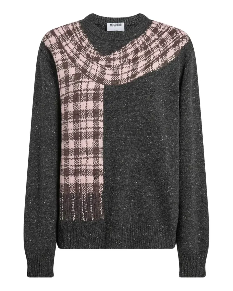 Moschino trompe-l'oeil scarf-print sweater - Grau Grau