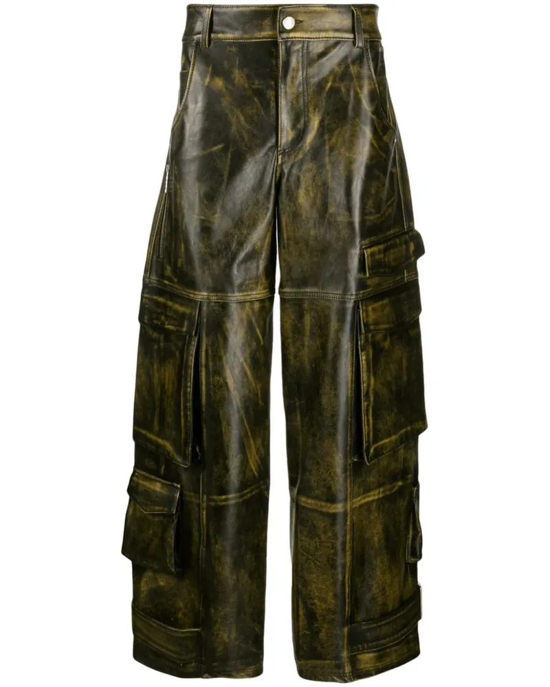 GCDS Cargohose aus Leder - Schwarz Schwarz