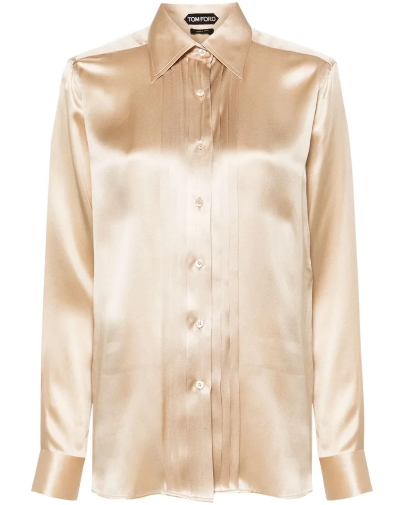 Tom Ford Seidenbluse mit Biesenfalten - Nude Nude