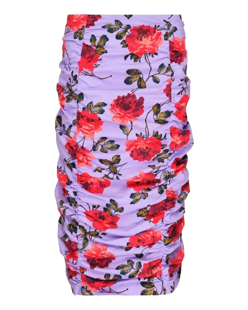 Carolina Herrera New York floral-print ruched midi skirt - Violett Violett